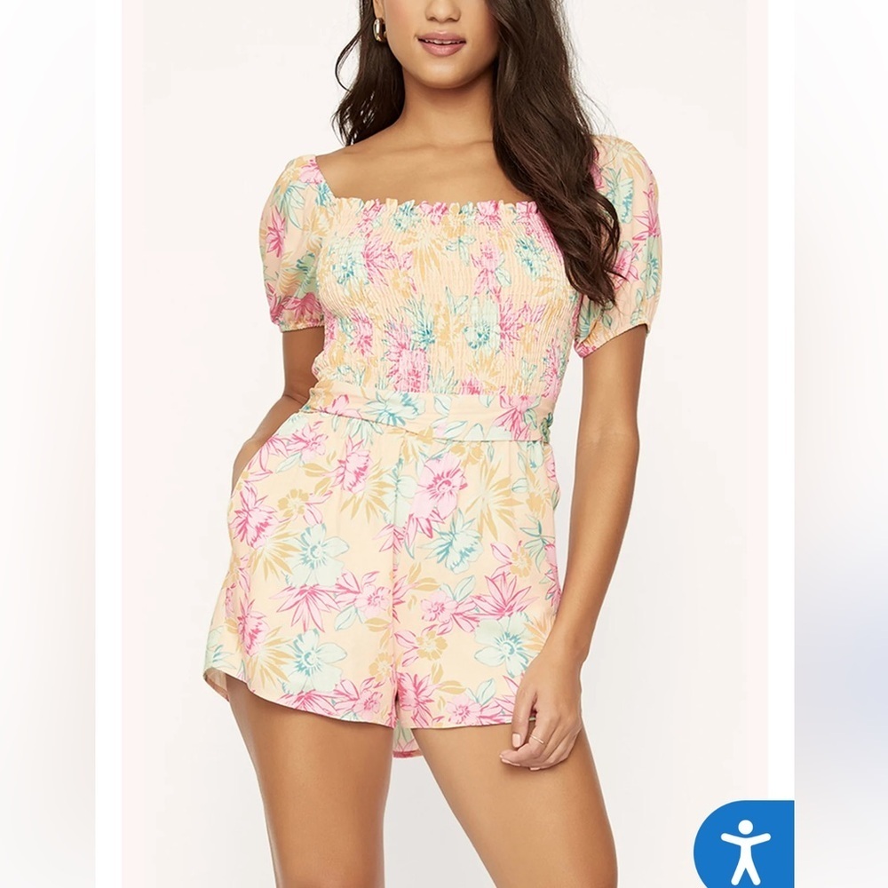 Lost + Wander SUNKIST ALOHA ROMPER Peach Floral 🍑 🌴
